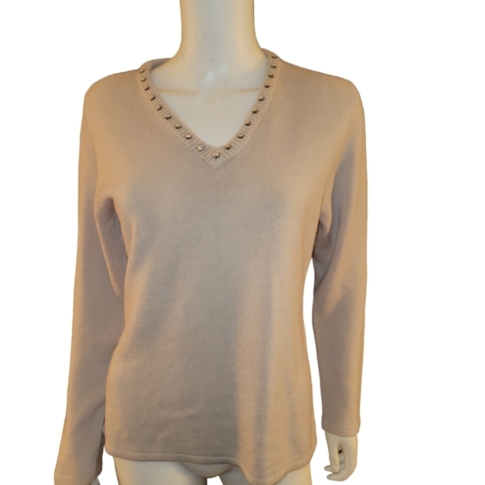 Inspire Sweater with Rhinestones Tan L
